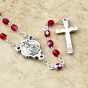 St Carlo Acutis Rosary Necklace – 4mm Red Crystal Beads with Keepsake Case, Made in Italy *