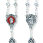 Our Lady of Guadalupe Metal Rosary - Silver Ox, Red Enamel, 15"- Includes 2-Tone Metal Case    (Minimum quantity purchase is 1)