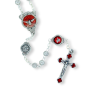 Holy Spirit Metal Rosary (4mm Rosebud Beads & Red Enamel Accents) with Keepsake Case – Made in Italy  (Minimum quantity purchase is 1)