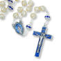 Miraculous Medal Ivory Faux Pearl & Blue Rosary - 20.25", Made in Italy *  (Minimum quantity purchase is 1)