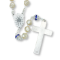 Miraculous Medal Ivory Faux Pearl & Blue Rosary - 20.25", Made in Italy *  (Minimum quantity purchase is 1)