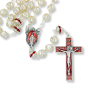 Miraculous Medal Rosary (8mm Ivory Baroque Pearl Beads & Red Enamel) – Made in Italy  (Minimum quantity purchase is 1)