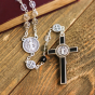 St Benedict Rosary (Tri-Color 6mm Faceted Crystal Beads) – Made in Italy  (Minimum quantity purchase is 1) 