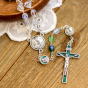 St Joseph Rosary (Tri-Color Green 6mm Faceted Crystal Beads) – Made in Italy   (Minimum quantity purchase is 1)