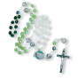 St Joseph Rosary (Tri-Color Green 6mm Faceted Crystal Beads) – Made in Italy   (Minimum quantity purchase is 1)