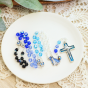 Our Lady of Fatima Rosary (Tri-Color Blue 6mm Faceted Crystal Beads) – Made in Italy * (Minimum quantity purchase is 1) 