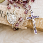 Holy Family Rosary (Purple 9mm Marbled Glass Beads) – Made in Italy *  (Minimum quantity purchase is 1)