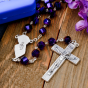Madonna & Child Rosary – Purple Faceted Crystal Beads, Made in Italy