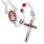 Divine Mercy Rosary (Tri-Color Red 6mm Faceted Crystal Beads) – Made in Italy  (Minimum quantity purchase is 1) 