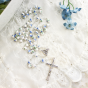 Blue and White 6mm Ceramic Bead Rosary with Our Lady of Fatima Center and Crucifix - 19 1/2"   (Minimum qty. purchase is 1) 