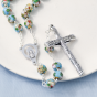Light Blue Cloisonné Rosary – 8mm Floral Beads, Made in Portugal
