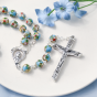 Light Blue Cloisonné Rosary – 8mm Floral Beads, Made in Portugal