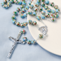 Light Blue Cloisonné Rosary – 8mm Floral Beads, Made in Portugal