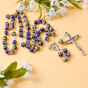 Royal Blue Cloisonné Rosary – 8mm Floral Beads, Made in Portugal