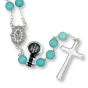 Turquoise Color Semi-Precious Stone 8mm Bead Rosary with Miraculous Medal Centerpiece – 20-3/4" *   (Minimum quantity purchase is 1)