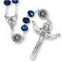Our Lady of Fatima Rosary with 10 x 8mm Metallic Royal Blue Rondelle Beads and Holy Trinity Crucifix - 21"  (Minimum quantity purchase is 1)