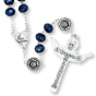 Our Lady of Fatima Rosary with 10 x 8mm Metallic Royal Blue Rondelle Beads and Holy Trinity Crucifix - 21"  (Minimum quantity purchase is 1)