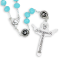 Our Lady of Fatima Rosary, Aqua Rondelle Beads and Holy Trinity Crucifix - 21"  (Minimun quanity to purchase is 1)  