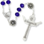 Our Lady of Fatima Rosary with 10 x 8mm Translucent Navy Blue Rondelle Beads and Holy Trinity Crucifix – 21" *  (Minimum quantity purchase is 1)