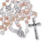 Our Lady of Fatima Rosary with 8mm White Peach Sand Sparkling Beads - 20.5"   (Minimum quantity purchase is 1)