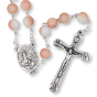 Our Lady of Fatima Rosary with 8mm White Peach Sand Sparkling Beads - 20.5"   (Minimum quantity purchase is 1)