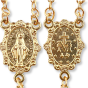 Rosary with Aqua Blue Glass Beads and Gold Plated Center and Crucifix - 18"  (Minimum qty. purchase is 1) 