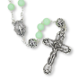 Mint Green Opaque Glass 8mm Bead Rosary with Miraculous Medal Centerpiece – Silver Tone, 21"  (Minimum quantity purchase is 1)   
