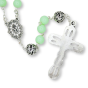 Mint Green Opaque Glass 8mm Bead Rosary with Miraculous Medal Centerpiece – Silver Tone, 21"  (Minimum quantity purchase is 1)   