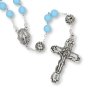 Aqua Blue Opaque Glass 8mm Bead Rosary with Miraculous Medal Centerpiece – Silver Tone, 21"  (Minimum qty. purchase is 1) 
