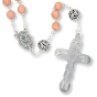 Peach Opaque Glass 8mm Bead Rosary with Miraculous Medal Centerpiece – Silver Tone, 21"   (Minimum quantity purchase is 1)