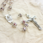Double Capped Bead Rosary with 9mm Amethyst Color Glass Beads - 24"    (Minimum quantity of purchase is 1)