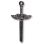 St Michael Winged Sword Rosary Cross – 2" Gunmetal, Made in Italy