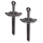 St Michael Winged Sword Rosary Cross – 2" Gunmetal, Made in Italy