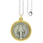 Miraculous Medal 24" Necklace - Silver Oxidized & Gold Plated, Made in Italy *   (Minimum quantity purchase is 1)