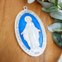XL Miraculous Medal Wall / Door Medal - 6-1/2", Blue Enamel, Silver Ox  * (Minimum quantity purchase is 1)
