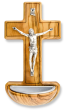   Olive Wood Crucifix Holy Water Font - 6.5" x 3.5"   (Minimum purchase of 1)