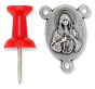 Immaculate Heart of Mary Rosary Centerpiece (Jerusalem Cross) - 3/4" Silver Oxidized, Made in Italy  (Minimum quantity purchase is 1)