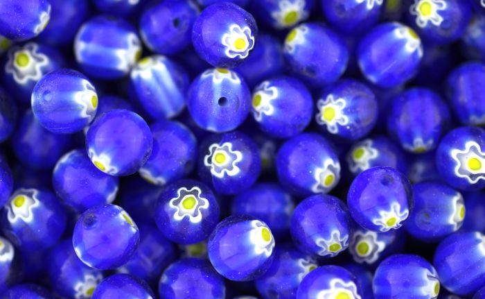 Murano Style Glass Beads - Royal Blue & Yellow - 8mm (Packs of 60)     (Minimum quantity purchase is 1)