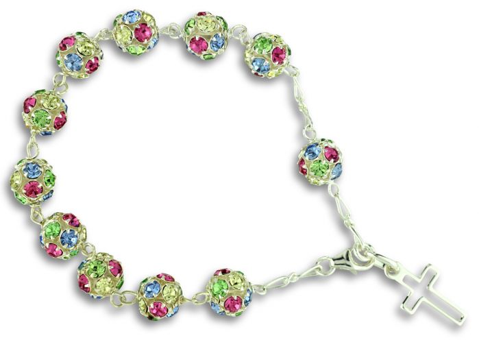 Multi-color Swarovski Crystal Rosary Bracelet * (Minimum quantity purchase is 1)