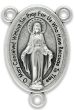 Miraculous Medal Rosary Center (English) – 1" Oval Silver Oxidized, Made in Italy  (Minimum quantity purchase is 2)