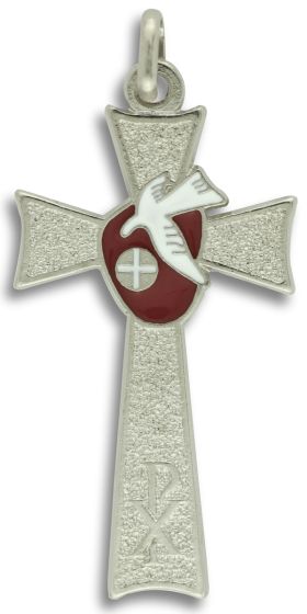  Two Color Enamel Accented Confirmation Cross 2 inch  (Minimum quantity purchase is 1)