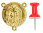 Holy Face of Jesus, Shroud of Turin Rosary Center - 1" Gold Plated Round Rosary Centerpiece, Made in Italy  *  (Minimum quantity purchase is 2)