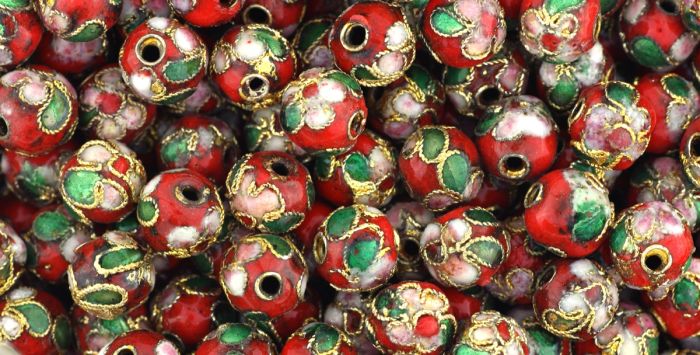  Red Cloisonne Beads -  7mm - pkg of 60   (Minimum quantity purchase is 1)  