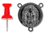   Large Round Holy Face Center / 5 Wounds Rosary Center Piece - Gun Metal finish 1" Diameter (Minimum quantity purchase is 2)