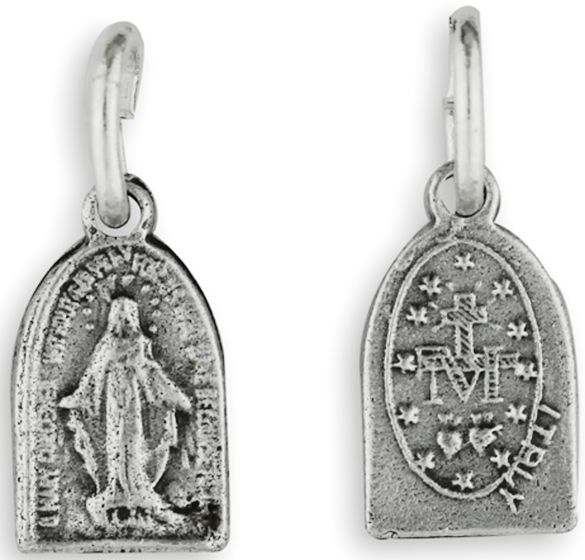 Miraculous Medal - 3/8" Arched Silver Oxidized, Made in Italy *  (Minimum quantity purchase is 5)