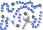 Our Lady of Fatima Rosary with 10 x 8mm Clear Blue Rondelle Beads and Holy Trinity Crucifix - 21" 