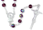  AB Purple / February, June 7mm Glass Bead Rosary - 20 1/2"  