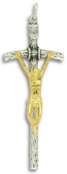  Large Two-Toned Papal Crucifix 2 1/4 Inch (Minimum quantity purchase is 1)