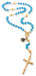 Rosary with Aqua Blue Glass Beads and Gold Plated Center and Crucifix - 18"  (Minimum qty. purchase is 1) 