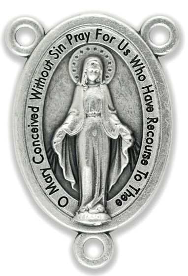   Miraculous Medal Oval Rosary Center - 1"  ENGLISH (Minimum quantity purchase is 3)